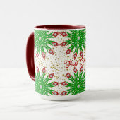 キッズグリーンスノーフレーク初めてのクリスマスパーティーかわいい マグカップ (正面左)