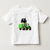 キッズグリーンフカスタムァームトラクター4th誕生日 トドラーTシャツ (正面)