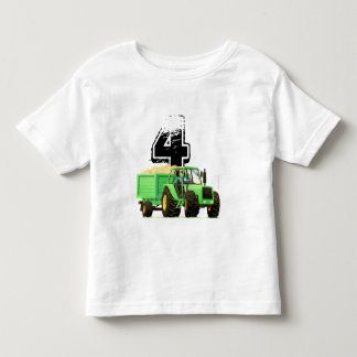 キッズグリーンフカスタムァームトラクター4th誕生日 トドラーTシャツ