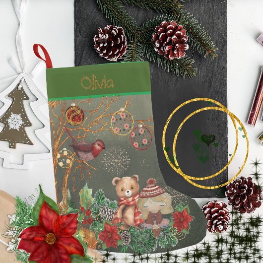 キッズグリーン スモールクリスマスストッキング