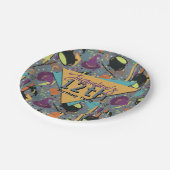 キッズグレーレトロウィッチハロウィーン誕生日 ペーパープレート (アングル)