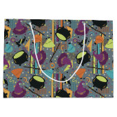 キッズグレーレトロウィッチハロウィーン誕生日 ラージペーパーバッグ (裏面)