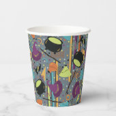 キッズグレーレトロウィッチハロウィーン誕生日 紙コップ (裏面)