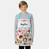 キッズケーキペストリーカップケーキベーカリー パーソナライズされた エプロン (着用した状態)