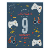 キッズゲクールーム誕生日パーティー歓迎サイン ポスター (正面)