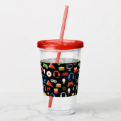 キッズゲーマーパーソナライズされたパターンビデオゲーム食品 アクリルタンブラー (裏面)