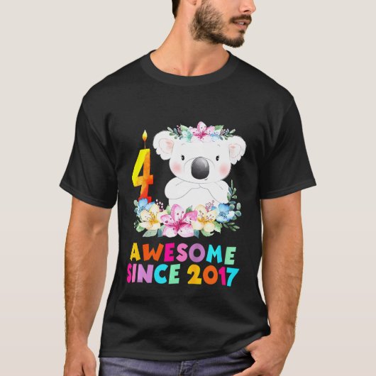 キッズコアラベア4年誕生日装備少年用 Tシャツ (正面)