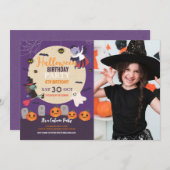 キッズコスチュームハローウィンパーティカボチャ写真 招待状 (正面/裏面)