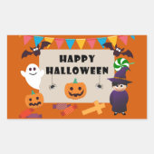 キッズコスメカラフルットハローウィンパーティ 長方形シール (正面)