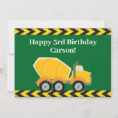 キッズコンクリートミキサートラックグリーンボーイズ誕生日 カード (正面)