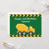 キッズコンクリートミキサートラックグリーンボーイズ誕生日 カード (正面/裏面インサイチュ)