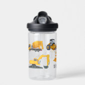 キッズコンストラクショントラック車パーソナライズされた両 ウォーターボトル (正面)