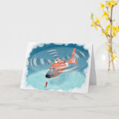 キッズコーストガードヘリコプター誕生日カード カード (黄色い花)