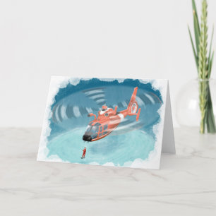 キッズコーストガードヘリコプター誕生日カード カード