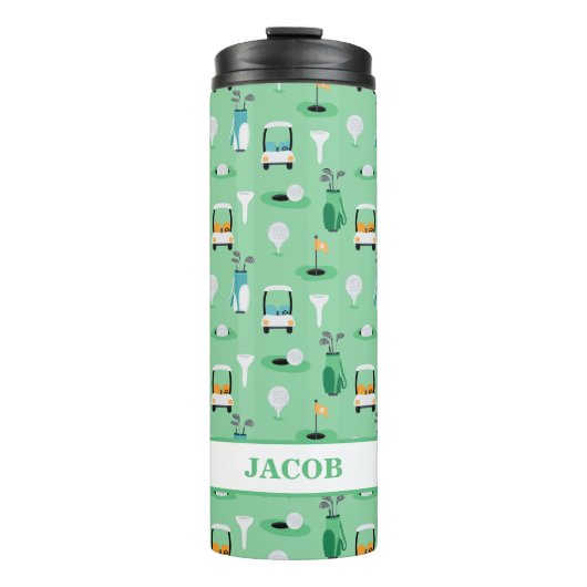 キッズゴルファーパーソナライズされたゴルフカートのゴルフスポーティ タンブラー (正面)