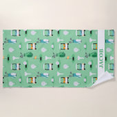 キッズゴルファーパーソナライズされたゴルフカートのゴルフスポーティ ビーチタオル (正面)