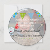 キッズゴルフテーマ誕生日パーティーフォト 招待状 (裏面)