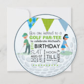 キッズゴルフテーマ誕生日パーティーフォト 招待状 (正面)