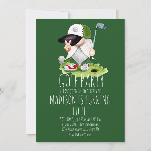キッズゴルフボール格言誕生日パーティー 招待状 (正面)