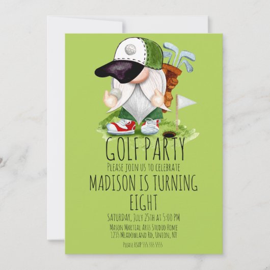キッズゴルフ格言スポーツバースデーパーティー 招待状 (正面)
