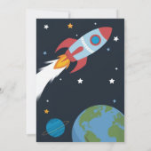 キッズサイエンスパーティーロケット火山サイエンティストチャイルド 招待状 (裏面)