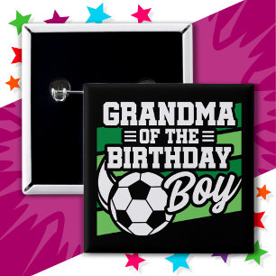 キッズサッカーサッカーパーティーおばあちゃん誕生日少年 缶バッジ