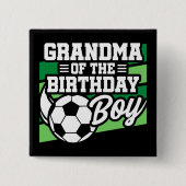 キッズサッカーサッカーパーティーおばあちゃん誕生日少年 缶バッジ (正面)
