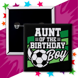 キッズサッカーサッカーパーティーおばさん誕生日ボーイ 缶バッジ