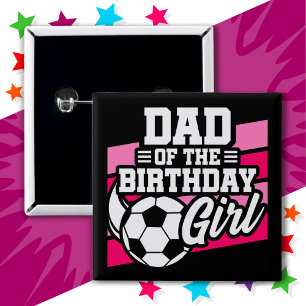 キッズサッカーサッカーパーティーパパの誕生日ガール 缶バッジ