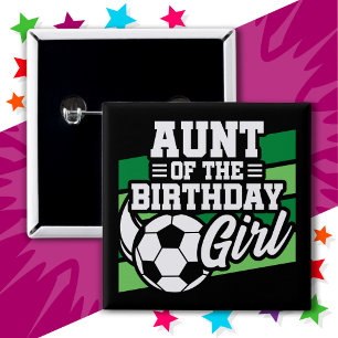 キッズサッカーサッカーパーティー叔母の誕生日女の子 缶バッジ