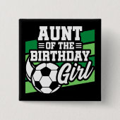 キッズサッカーサッカーパーティー叔母の誕生日女の子 缶バッジ (正面)