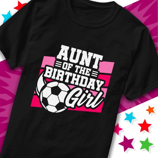 キッズサッカーサッカーパーティー叔母の誕生日女の子 Tシャツ