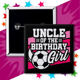 キッズサッカーサッカーパーティー誕生日女の子の叔父 缶バッジ