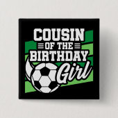 キッズサッカーサッカーパーティー誕生日女の子 缶バッジ (正面)