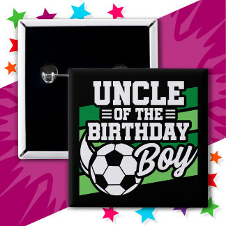 キッズサッカーサッカーパーティー誕生日少年の叔父 缶バッジ