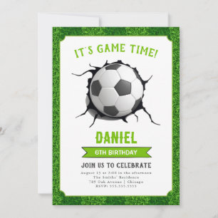 キッズサッカーサッカー誕生日パーティーへの招待 招待状
