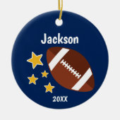キッズサッカースターズブルーパーソナライズされた セラミックオーナメント (正面)
