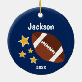 キッズサッカースターズブルーパーソナライズされた セラミックオーナメント (裏面)