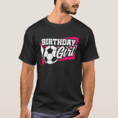 キッズサッカーバースデーパーティー誕生日ガール Tシャツ (正面)