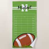 キッズサッカーパーソナライズされたの名前 ビーチタオル (正面)