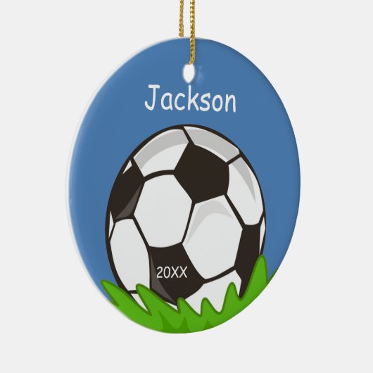 キッズサッカーパーソナライズされたボール記念ゲーム セラミックオーナメント (右)
