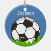 キッズサッカーパーソナライズされたボール記念ゲーム セラミックオーナメント (裏面)