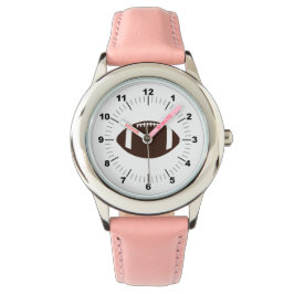 キッズサッカーピンクレザーストラップウォッチ 腕時計