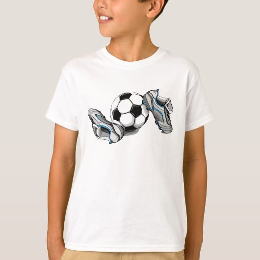 キッズサッカーボールとシューズ Tシャツ (正面)