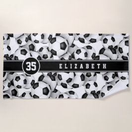 キッズサッカーボールのパタパーソナライズされたーン ビーチタオル