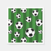 キッズサッカーボールのパターン緑のストライプ誕生日 スタンダードカクテルナプキン (正面)