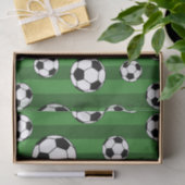 キッズサッカーボールのパターン緑のストライプ誕生日 薄葉紙 (ギフト)