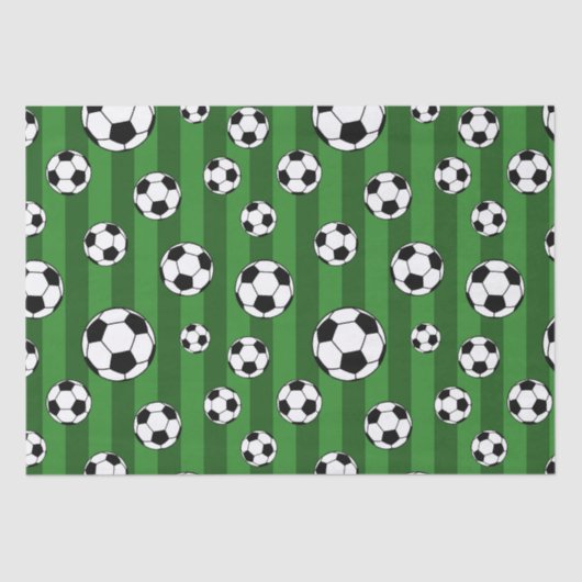 キッズサッカーボールのパターン緑のストライプ誕生日 薄葉紙 (正面)