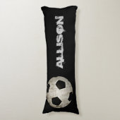 キッズサッカーボールスポーツ白黒パーソナライズされた ボディピロー (正面縦)