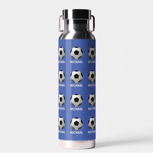 キッズサッカーボール名前をカスタムする ウォーターボトル (正面)